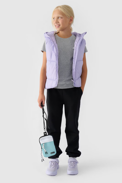 Dziewczęcy T-shirt Gładki Bawełniany Szary 4F 4FJWMM00TTSHF1658-27M