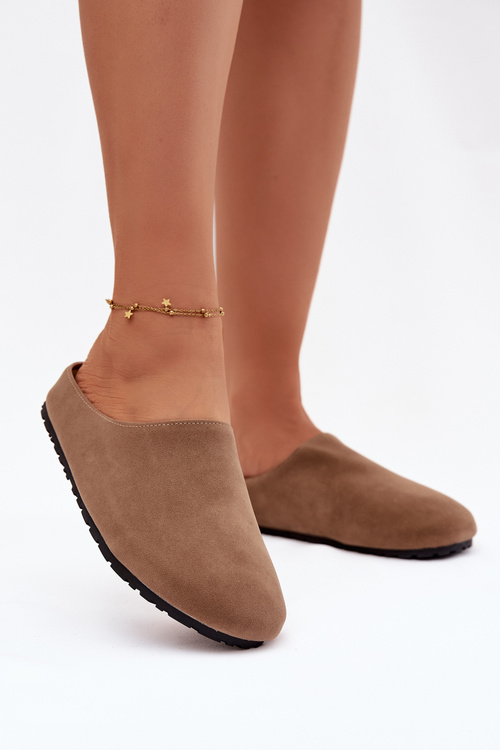 Kapcie Damskie Z Eko Zamszu Khaki Kalvess