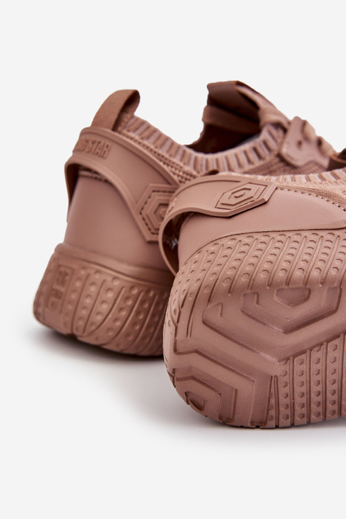 Damskie Wygodne Sneakersy Memory Foam System Big Star LL274416 Jasnobrązowe