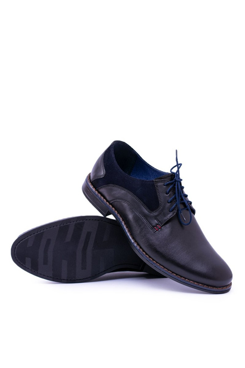 Nikopol Czarne Skórzane Męskie Półbuty Zinedine