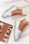 Skórzane Espadryle Na Plecionej Podeszwie Big Star HH274506 Białe