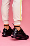 Sportowe Damskie Buty Sneakersy Lakierowane Czarne Meff
