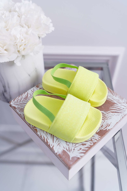 Dziecięce Klapki Dziewczęce Brokat Limonkowe Rimia