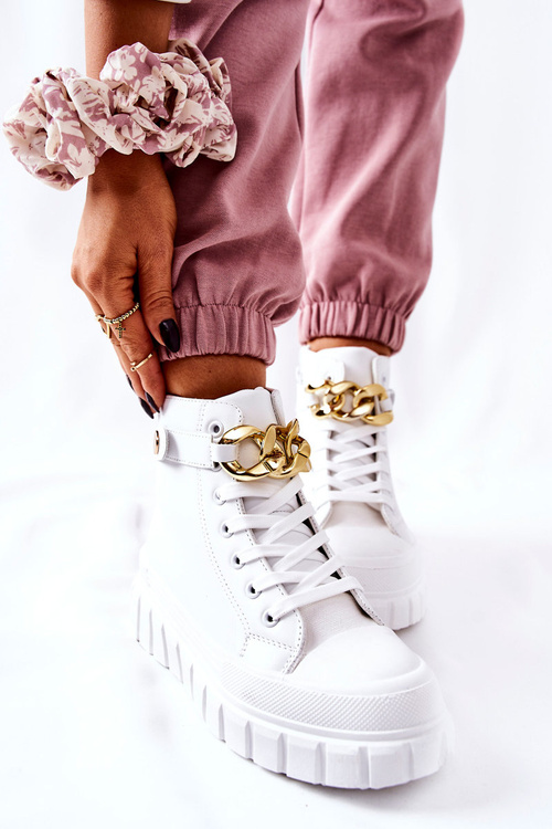 Wysokie Trampki Na Platformie Białe Standies