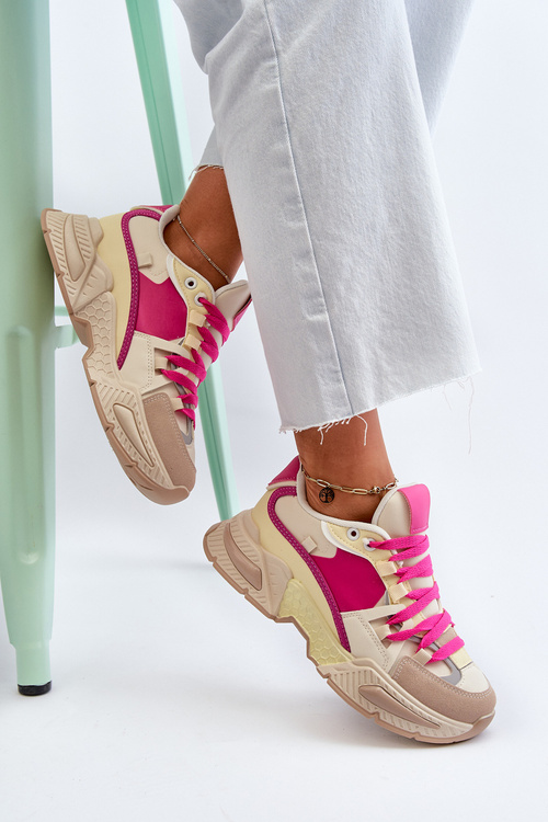 Snekersy Damskie Na Grubej Podeszwie Fuksja Peonema