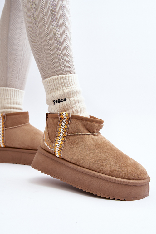 Śniegowce Na Platformie Ze Wzorem Jasnobrązowe Udra