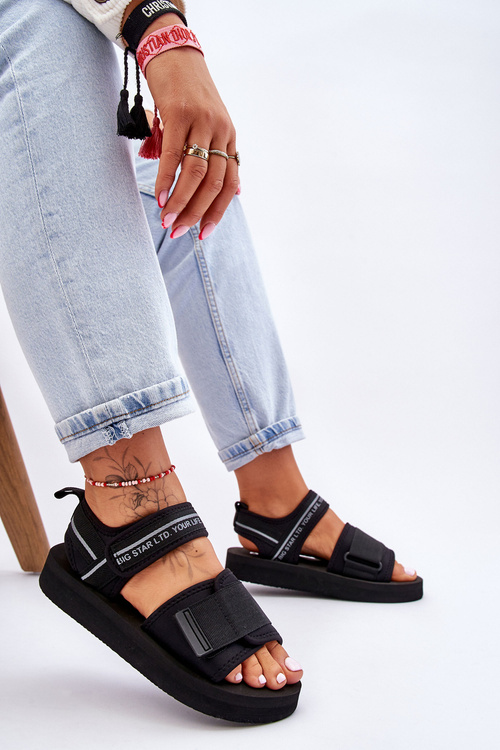 Damskie Sandały Na Rzepy Big Star LL274784 Czarne