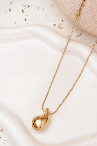 Naszyjnik Na Żmijce Z Zawieszką Łezka Złoty