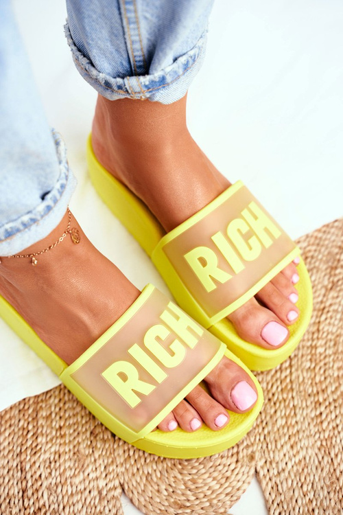 Damskie Klapki Na Platformie Żółte RICH