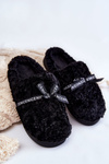 Damskie Futrzane Papcie Z Kokardką Czarne Ryana