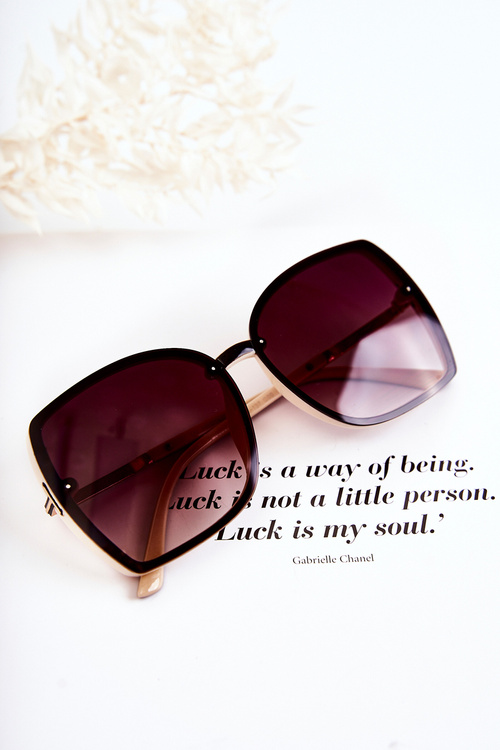 Klasyczne Okulary Przeciwsłoneczne V160023 Brązowo-Beżowe