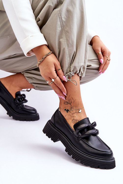 Skórzane Mokasyny Półbuty Big Star LL274580 Czarne