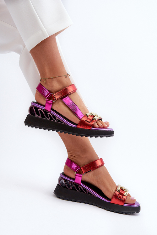 Sandały Damskie Na Koturnie D&A CR954 Fioletowe