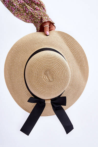 Klasyczny Damski Kapelusz Z Kokardą Beżowy