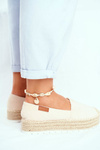 Espadryle Damskie Na Platformie Lniane Beżowe La Playa