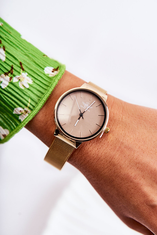 Damski Analogowy Zegarek Michel John Beżowo-Złoty