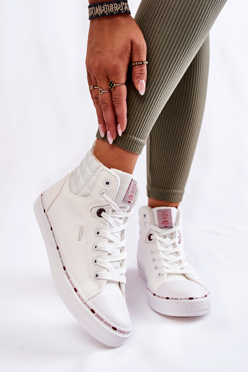 Damskie Wysokie Trampki Cross Jeans KK2R4060C Białe