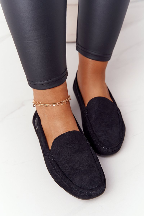 Damskie Zamszowe Mokasyny Czarne San Marino