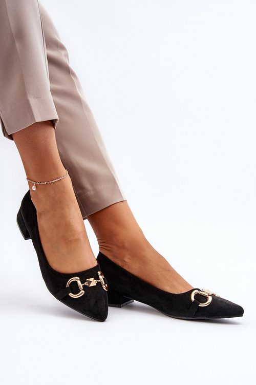 Zamszowe Baleriny Ze Szpiczastym Noskiem Czarne Ethere
