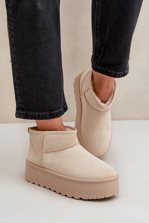 Damskie Śniegowce Na Platformie Jasnobeżowe Ninala