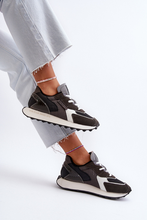 Sneakersy Damskie Na Platformie Memory Foam System Big Star NN274683 Czarne