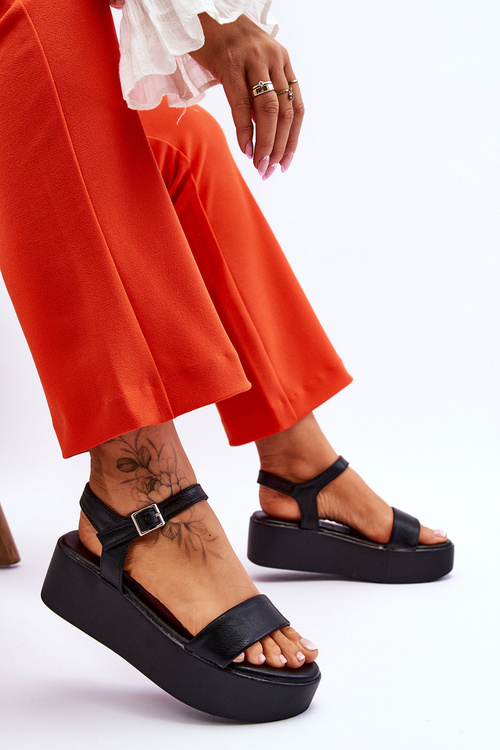 Damskie Sandały Na Masywnej Platformie Czarne Casen