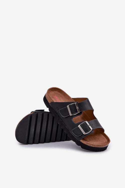 Lekkie Klapki Męskie Z Klamrami Eko Skóra Big Star NN174531 Czarne