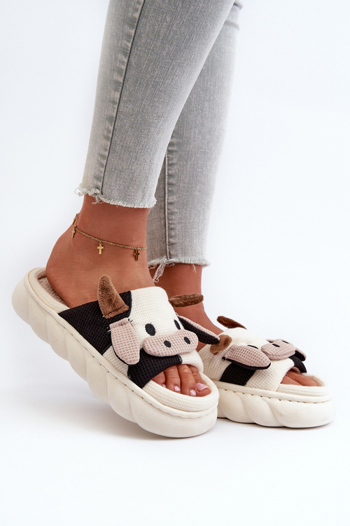 Miękkie I Wygodne Kapcie Damskie Krowy Jasnobeżowe Paivessa