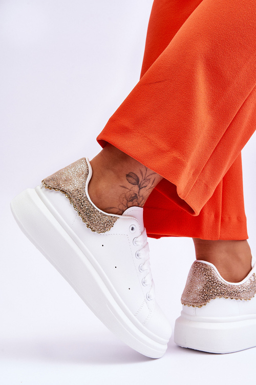 Damskie Buty Sportowe Z Ozdobnym Wzorem Biało-Złote Delight