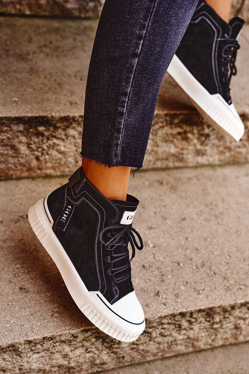 Damskie Sportowe Skórzane Obuwie GOE Czarne GG2N3062