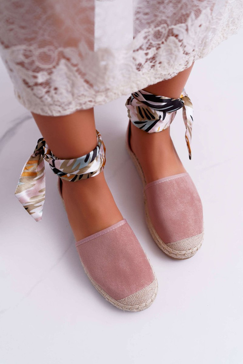 Espadryle Damskie Wiązane Wstążką Różowe Mila