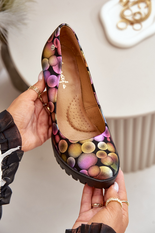 Skórzane Czółenka Na Słupku Maciejka 02629-39 Multikolor