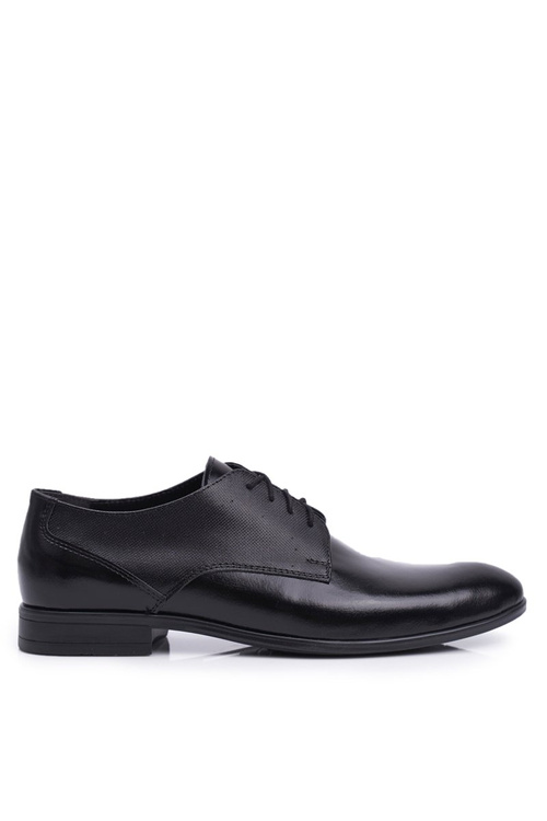 Półbuty Męskie Eleganckie Bednarek Skórzane Czarne Jantar