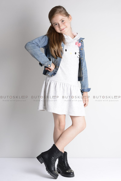 Lu Boo Czarne Dziecięce Botki Za Kostkę z Cyrkoniami Pu LittleCarrie