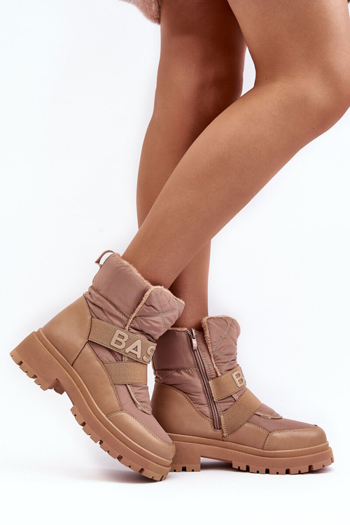 Damskie Śniegowce Na Suwak Ocieplane Beżowe Zeva