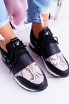 Sportowe Damskie Czarne Buty Snake Elanco