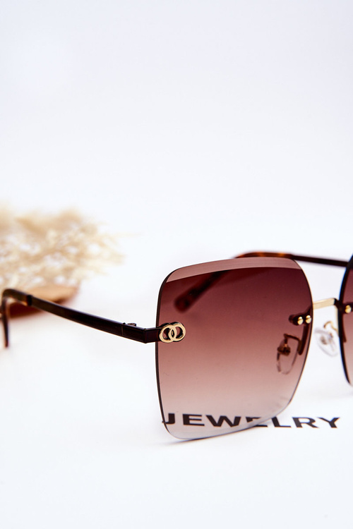 Duże Damskie Okulary Przeciwsłoneczne 400UV E4721 Brązowe