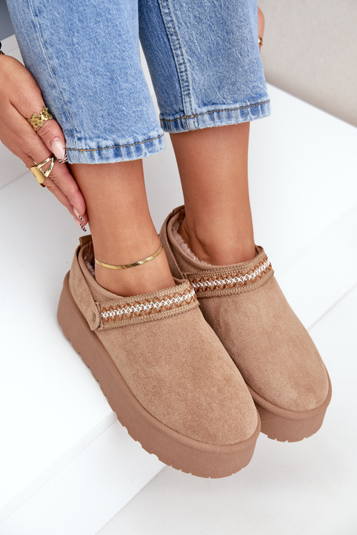 Śniegowce Z Ozdobnym Haftem Beżowe Selithria