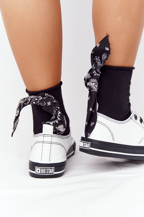 Damskie Skórzane Trampki BIG STAR HH274147 Biało-Czarne