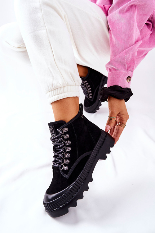 Skórzane Trapery Botki Big Star II274363 Czarne