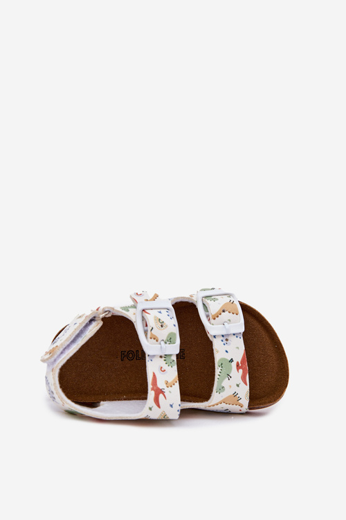 Dziecięce Sandałki Na Korkowej Podeszwie Z Klamrami Dinozaury Multikolor Thessa