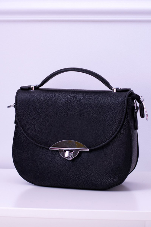 Czarna Damska Torebka Listonoszka Kuferek