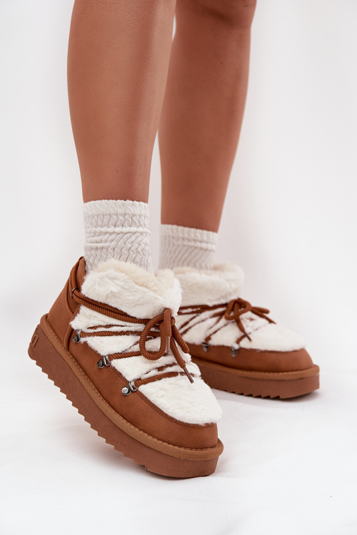 Niskie Śniegowce Na Platformie Z Futerkiem D.Franklin DFSH370011 Camel