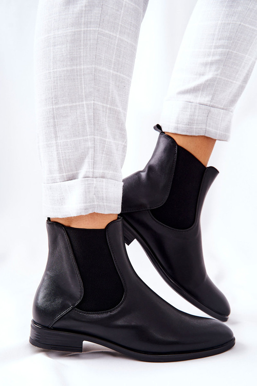 Skórzane Botki Sergio Leone BT523 Czarne