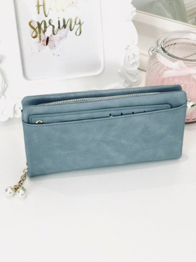 Duży Damski Niebieski Portfel