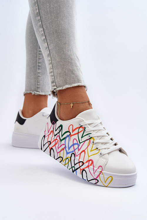 Damskie Sneakersy Z Sercami Białe Claral