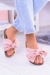 Vices Damskie Różowe Klapki Na Korku Kokarda Nina