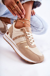 Klasyczne Damskie Wiązane Buty Sportowe Beżowe Elenes