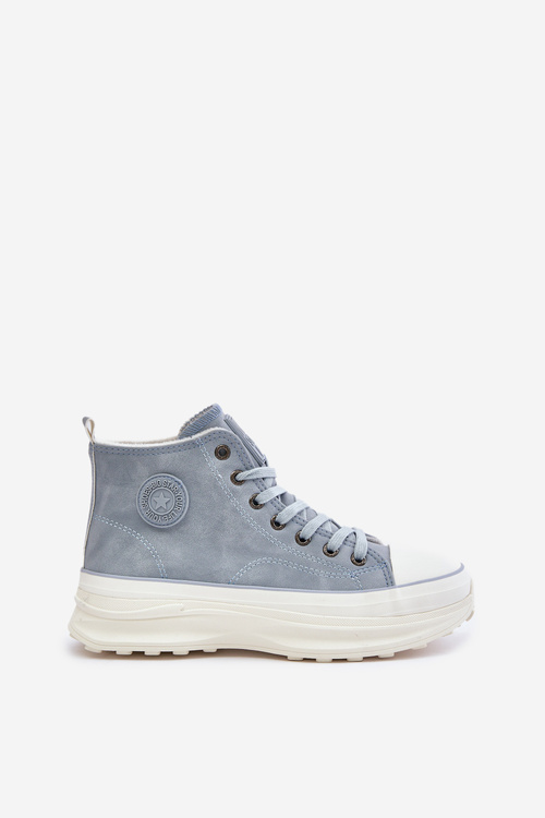 Ocieplane Trampki Damskie Na Platformie Big Star OO274072 Niebieskie