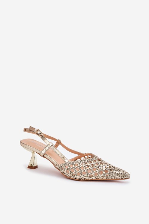 Szpilki Ze Szpiczastym Noskiem I Odkrytą Piętą Złote Umirana